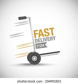 Fast delivery hand truck vector