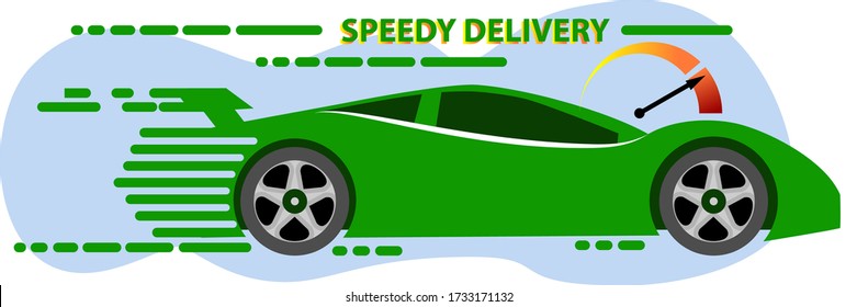 Fast delivery high speed car. Icon of express delivery, quick move. Concept symbol speedometer. Vector illustration