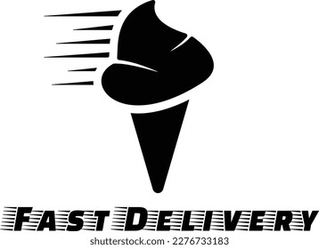 fast delivery ice cream icon. black and white illustration.