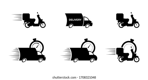 Fast delivery icon for apps and website on a white background. Delivery concept. Delivery machine. Vector illustration.