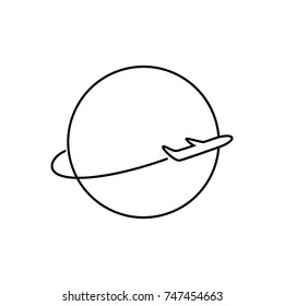 Fast delivery icon. Around the world. Airplane.