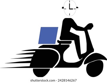 Fast delivery icon, delivery boy icon, delivery with motor bike icon, delivery in time, courier, e-commerce