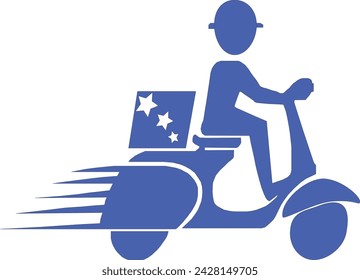 Fast delivery icon, delivery boy icon, delivery with motor bike icon, delivery in time, courier, e-commerce, fastest