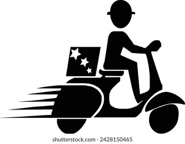 Fast delivery icon, delivery boy icon, delivery with motor bike icon, delivery in time, courier, e-commerce, fastest