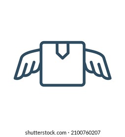 fast delivery icon, cargo box with wings, air parcel service, fly package, express order, thin line symbol - editable stroke vector illustration