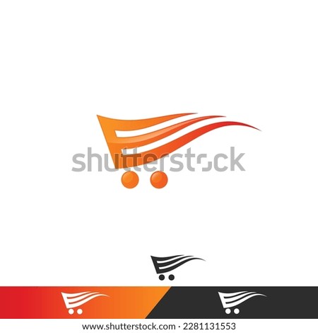 Fast delivery icon design, shooping cart, service delivery logo - Letter E - vector illustration