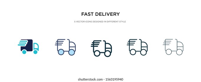 fast delivery icon in different style vector illustration. two colored and black fast delivery vector icons designed in filled, outline, line and stroke style can be used for web, mobile, ui