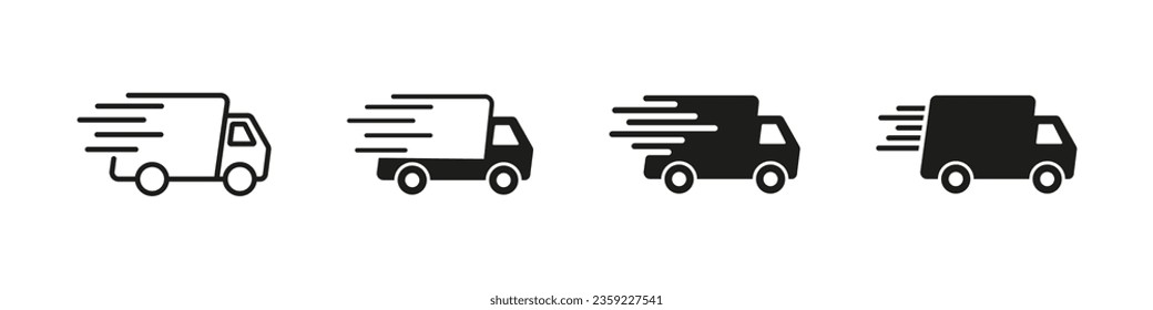 Fast delivery icon. Express delivery vector set. Van courier isolated on white background. Quick parcel shipping. 