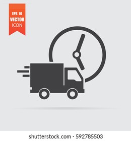 Fast delivery icon in flat style isolated on grey background. For your design, logo. Vector illustration.