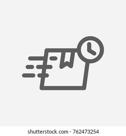 Fast delivery icon line. Isolated symbol on delivery topic with fast delivery icon concept with also quickly package and timer meaning vector illustration.