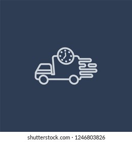 Fast delivery icon. Fast delivery linear design concept from Delivery and logistic collection. Simple element vector illustration on dark blue background.