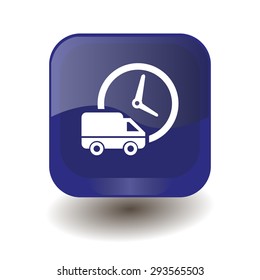 fast delivery icon on dark blue button