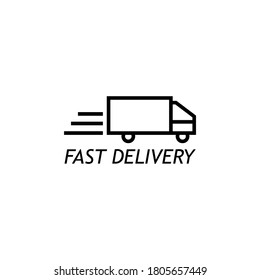 Fast delivery icon. Online delivery service, online order tracking, delivery home and office. Warehouse, truck,. Vector illustration.