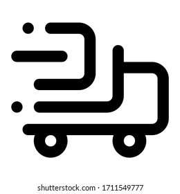 Fast delivery. Icon with outline style, perfect pixels and base size of 32x32 px. Suitable for website design, logos, applications and UI.