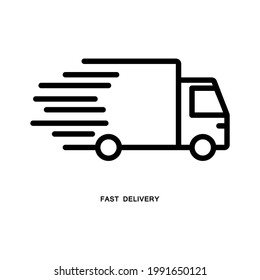 Fast delivery icon. Outline style. Isolated on white background.