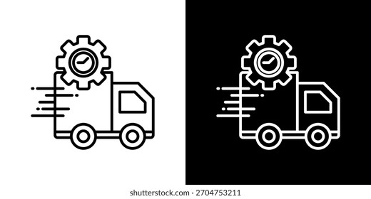 fast delivery icon set in black and white outline vector illustration