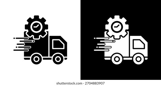 fast delivery icon set in black and white solid vector illustration