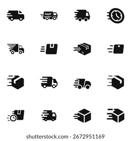 Fast Delivery Icon Set Express Shipping and Courier Service Vector Pack