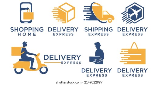 fast delivery icon set logo design template