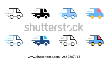 
fast delivery icon set multiple style collection 
