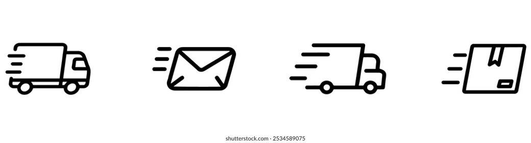 Fast delivery icon. Fast shipping. Free delivery 24 hours. Logistic sign.Fast delivery icon. Express delivery vector set. Van courier. EPS 10