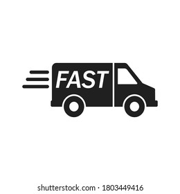 Fast delivery icon silhouette shipping truck isolated on white background vector illustration
