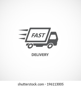 Fast delivery icon silhouette shipping truck isolated on white background vector illustration