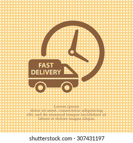Fast delivery icon silhouette shipping truck isolated on white background vector illustration