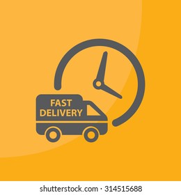 Fast delivery icon silhouette shipping truck isolated on white background vector illustration