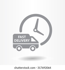 Fast delivery icon silhouette shipping truck isolated on white background vector illustration