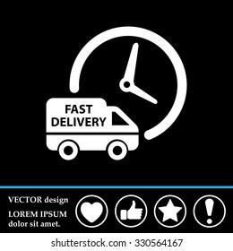 Fast delivery icon silhouette shipping truck isolated on white background vector illustration