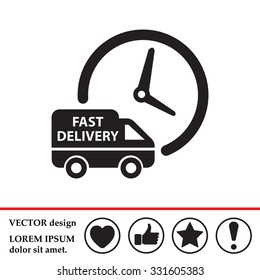 Fast delivery icon silhouette shipping truck isolated on white background vector illustration