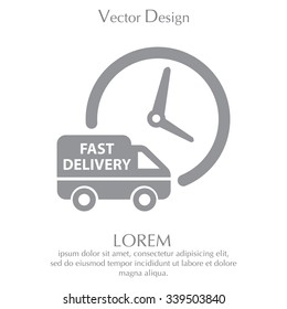 Fast delivery icon silhouette shipping truck isolated on white background vector illustration