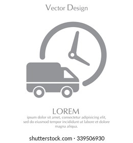 Fast Delivery Icon Silhouette Shipping Truck Isolated. Vector Illustration