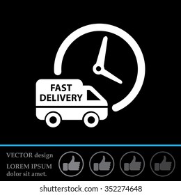 Fast delivery icon silhouette shipping truck isolated on white background vector illustration
