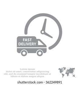 Fast delivery icon silhouette shipping truck isolated on white background vector illustration