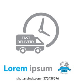 Fast delivery icon silhouette shipping truck isolated on white background vector illustration
