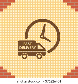 Fast delivery icon silhouette shipping truck isolated on white background vector illustration