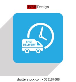 Fast delivery icon silhouette shipping truck isolated on white background vector illustration