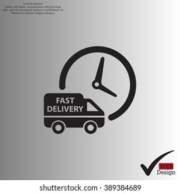 Fast delivery icon silhouette shipping truck isolated on white background vector illustration