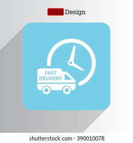 Fast delivery icon silhouette shipping truck isolated on white background vector illustration
