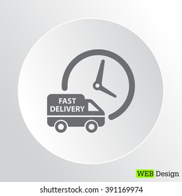 Fast delivery icon silhouette shipping truck isolated on white background vector illustration