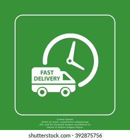 Fast delivery icon silhouette shipping truck isolated on white background vector illustration