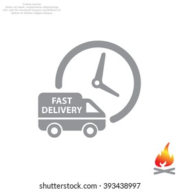 Fast delivery icon silhouette shipping truck isolated on white background vector illustration