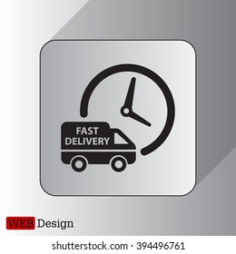 Fast delivery icon silhouette shipping truck isolated on white background vector illustration
