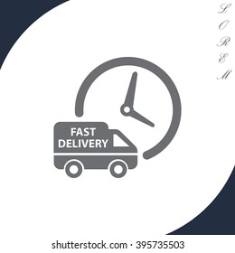 Fast delivery icon silhouette shipping truck isolated on white background vector illustration