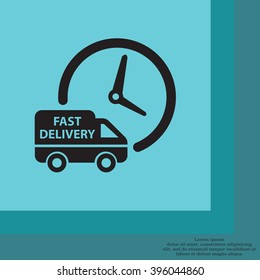 Fast delivery icon silhouette shipping truck isolated on white background vector illustration