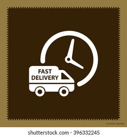 Fast delivery icon silhouette shipping truck isolated on white background vector illustration