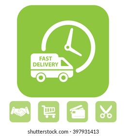 Fast delivery icon silhouette shipping truck isolated on white background vector illustration