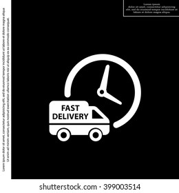 Fast delivery icon silhouette shipping truck isolated on white background vector illustration